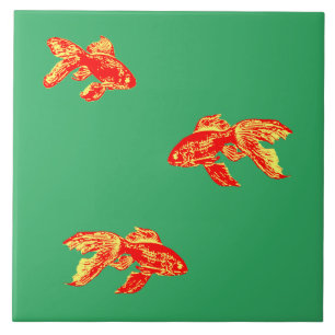 azulejo cerâmico de kingyo vermelho