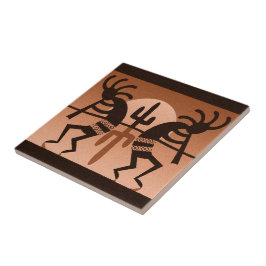 Azulejo Cerâmico de Kokopelli Desert Sun Cactus So
