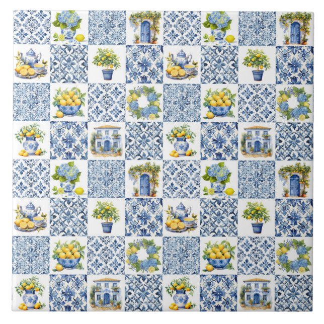 Azulejo cerâmico de limão mediterrânico (Frente)