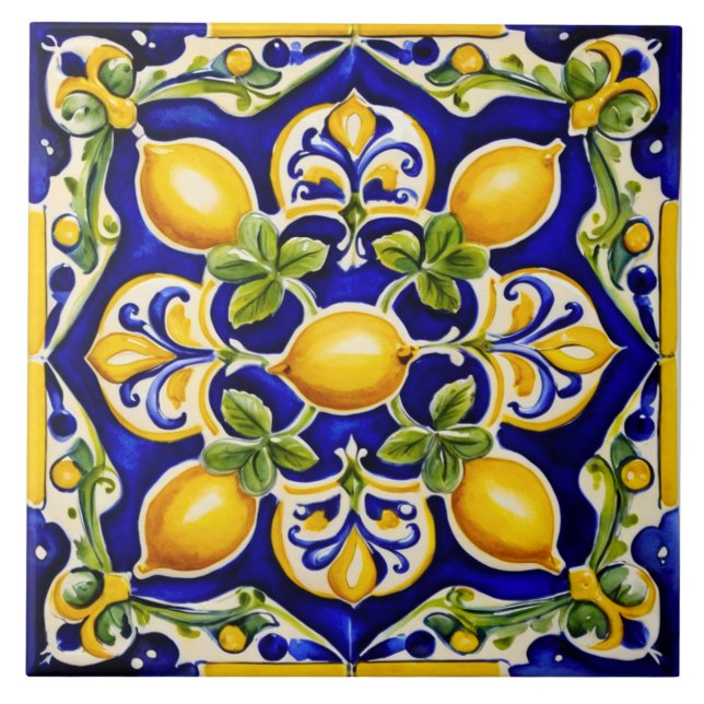 Azulejo cerâmico de limão mediterrânico (Frente)