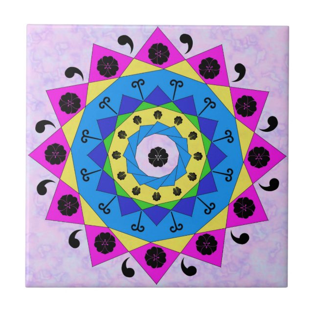 Azulejo cerâmico de Mandala (Frente)