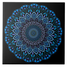 Azulejo Cerâmico De Mandala Azul E Roxo