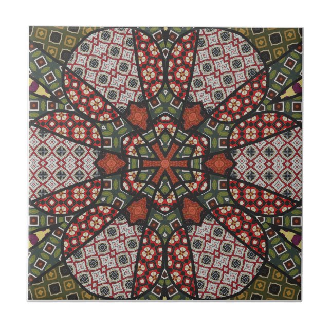 Azulejo cerâmico de Mandala Moderno (Frente)