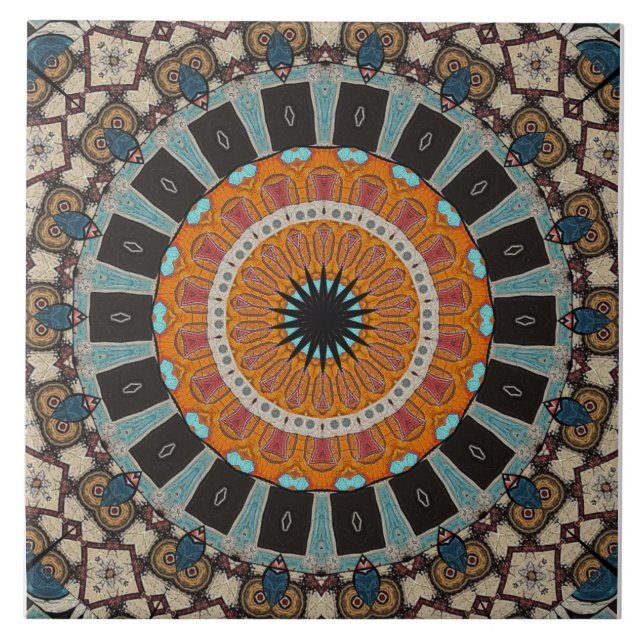 Azulejo cerâmico de Mandala Moderno (Frente)