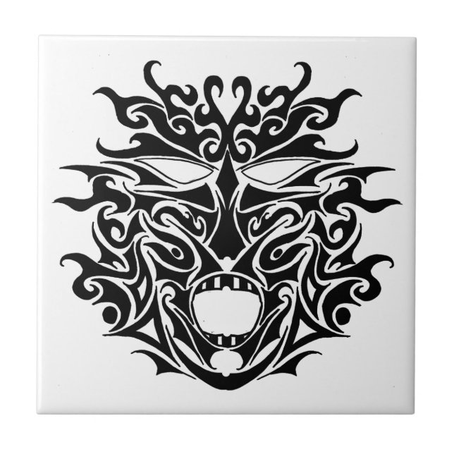 Azulejo cerâmico de máscara de tatuagem tribal esc (Frente)