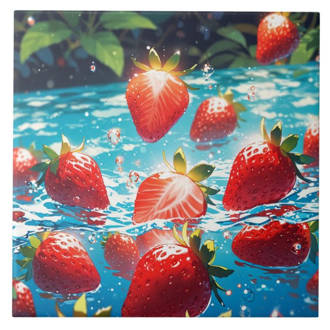 Azulejo Cerâmico de Morangos (Frente)