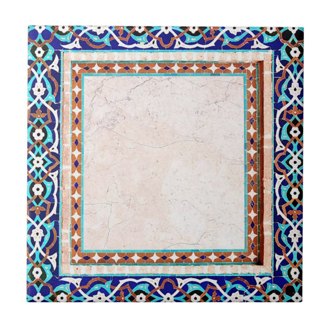 Azulejo cerâmico de mosaico azul (Frente)