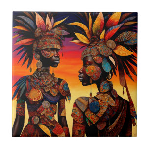 Azulejo cerâmico de mulher africana