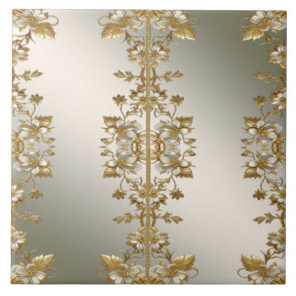 Azulejo cerâmico de Ornamentado Dourado branco
