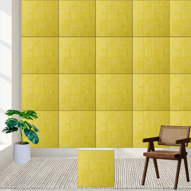 Azulejo cerâmico de padrão amarelo sunny (Sunny Yellow Woven Pattern Ceramic Tile)