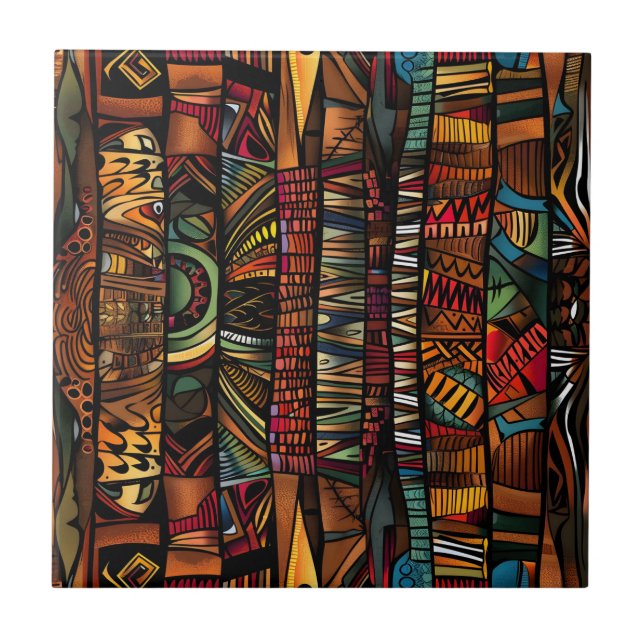 Azulejo cerâmico de padrão tribal africano (Frente)