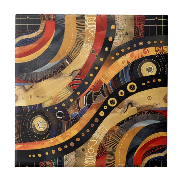 Azulejo cerâmico de padrão tribal africano (Frente)