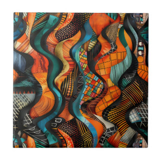 Azulejo cerâmico de padrão tribal africano