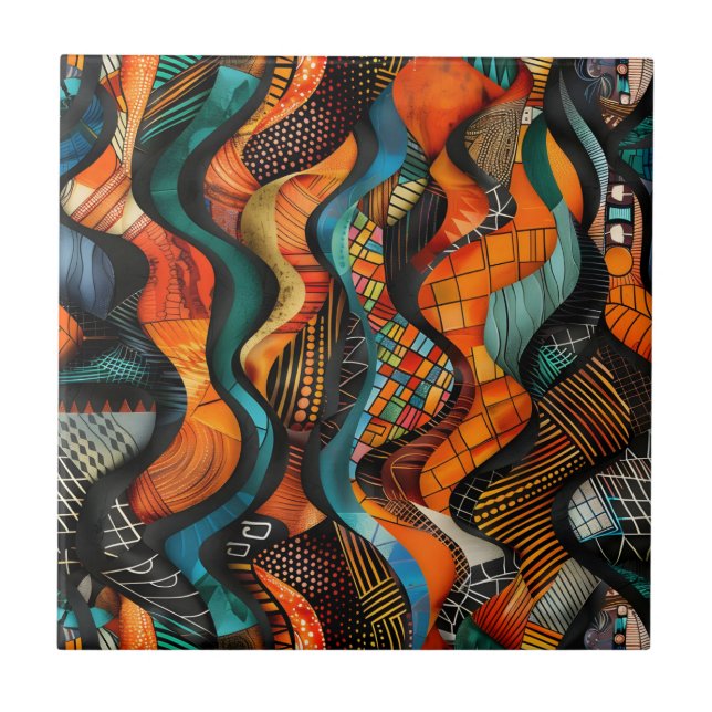 Azulejo cerâmico de padrão tribal africano (Frente)