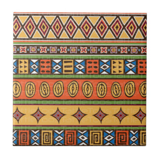 Azulejo cerâmico de padrão tribal colorido