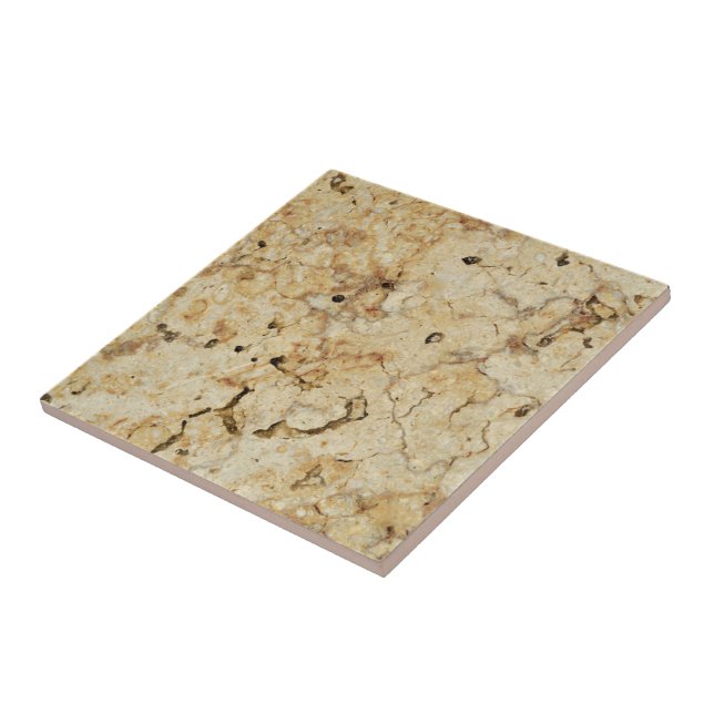 Azulejo cerâmico de pedra Marble castanha Faux Bei (Lateral)