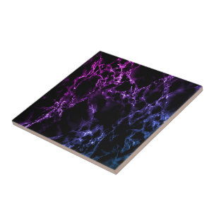 Azulejo cerâmico de pedra roxa, preto e azul