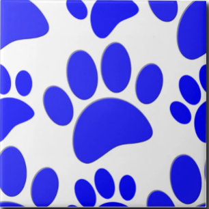 Azulejo Cerâmico de Pegada de Pata de Cachorro Azu