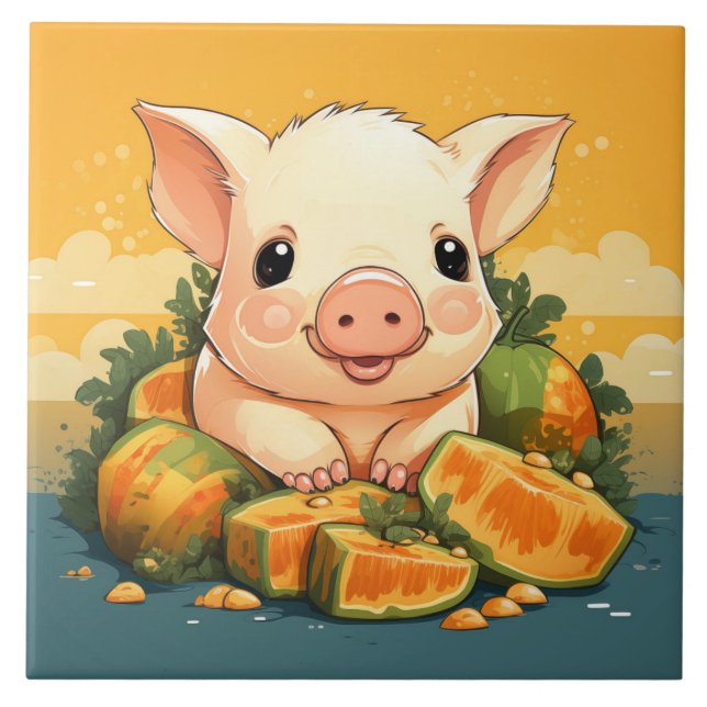 Azulejo cerâmico de pigmeus (Frente)