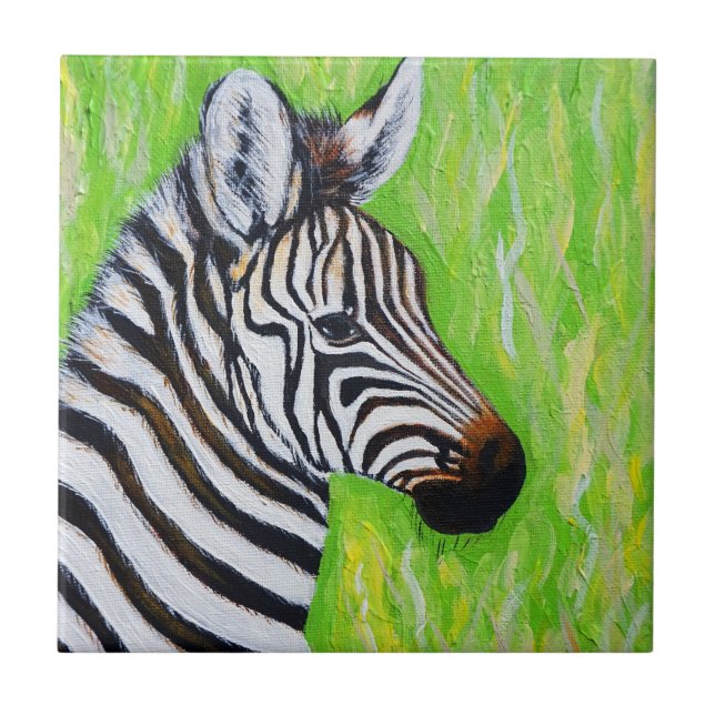 Azulejo Cerâmico de Pintura Zebra (Frente)