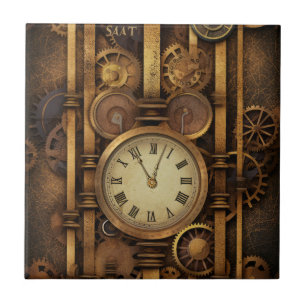 Azulejo Cerâmico de Relógio Steampunk