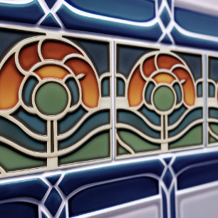 Azulejo Cerâmico de Rosa Art Nouveau Mackintosh