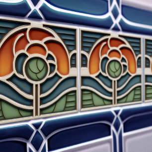 Azulejo Cerâmico de Rosa Art Nouveau Mackintosh