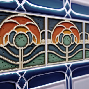 Azulejo Cerâmico de Rosa Art Nouveau Mackintosh