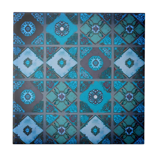 Azulejo cerâmico de sangue do Mediterrâneo azul (Frente)