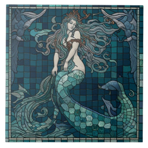 Azulejo cerâmico de sereia mosaica