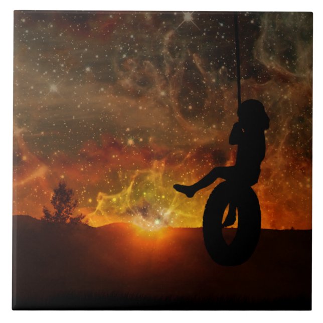 Azulejo cerâmico de Swing de Pneus para Crianças (Frente)