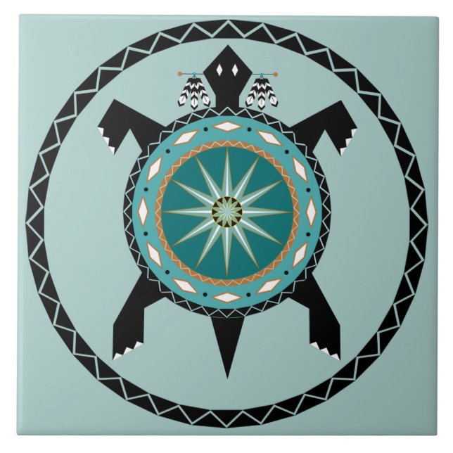 Azulejo cerâmico de tartaruga nativa (Frente)