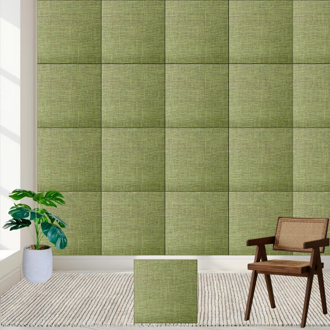 Azulejo cerâmico de Tecido texturizado verde limão (Lime Green Textured Fabric Ceramic Tile)