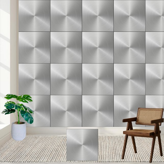 Azulejo cerâmico de textura de aço inoxidável esco (Brushed Stainless Steel Texture Ceramic Tile)