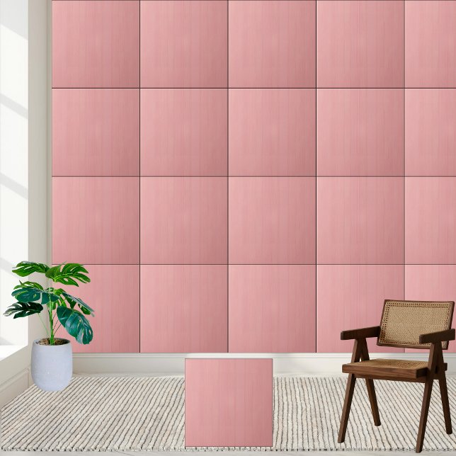 Azulejo cerâmico de textura de madeira cor-de-rosa (Soft Blush Pink Wood Texture Ceramic Tile)