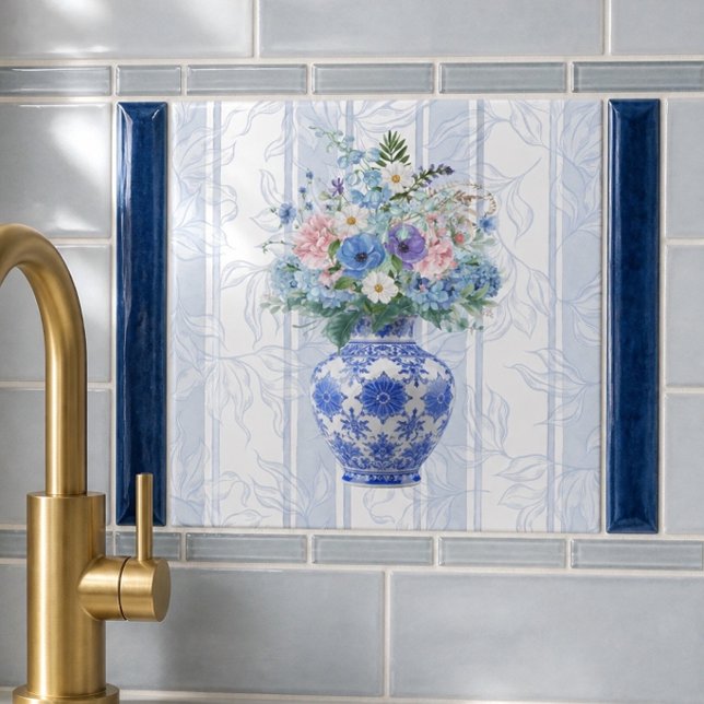 Azulejo Cerâmico de Vase Chinês em Aquarela (Criador carregado)