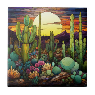 Azulejo cerâmico de vidro isolado Cactus