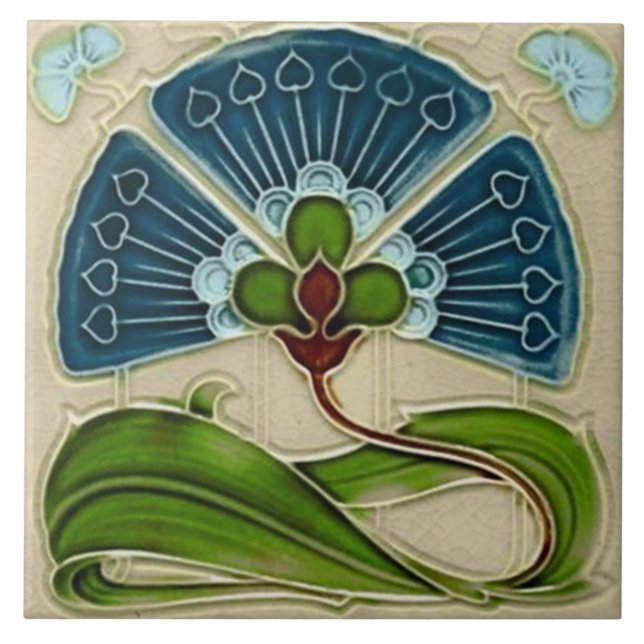 Azulejo cerâmico - Decoração Art Nouveau (Frente)