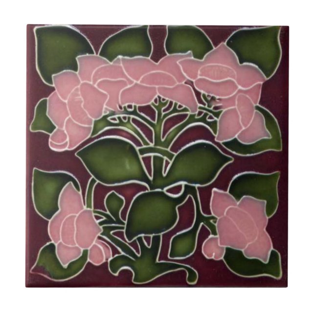 Azulejo Cerâmico Decorativo - Arte Floral Rosa Nou (Frente)