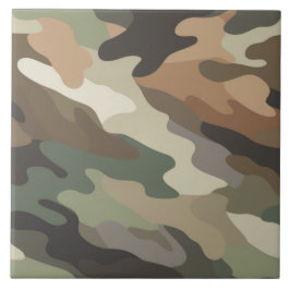 Azulejo Cerâmico Decorativo com Padrão de Camuflag