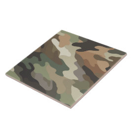 Azulejo Cerâmico Decorativo com Padrão de Camuflag