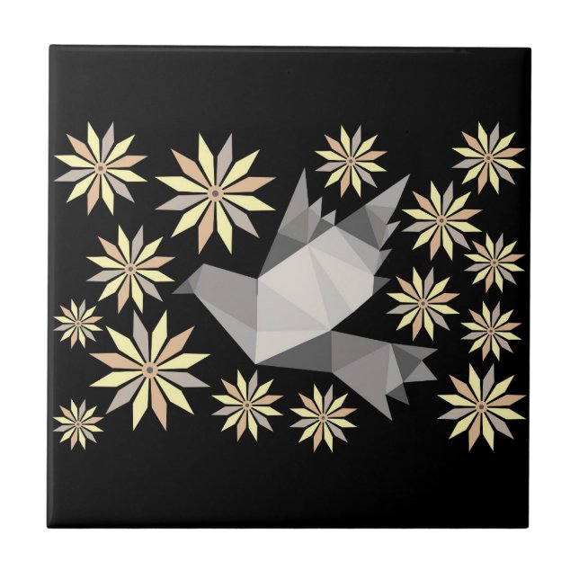 Azulejo CERAMICO DECORATIVO DA AVE-FLOR (Frente)