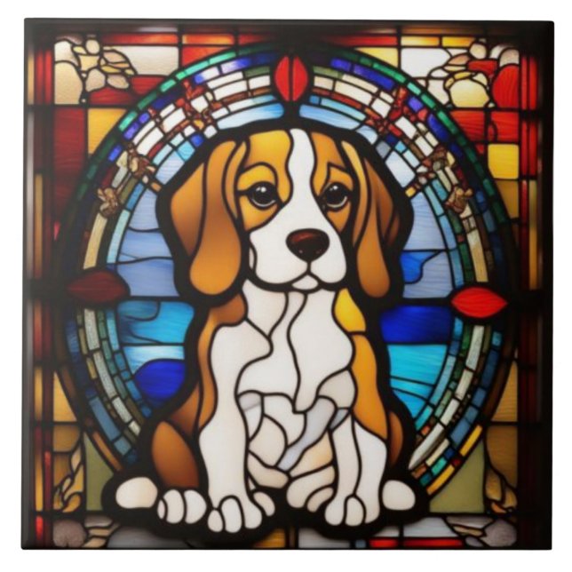 Azulejo Cerâmico Decorativo de Beagle Fofo (Frente)
