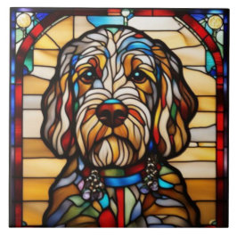 Azulejo Cerâmico Decorativo de Labradoodle Fofo