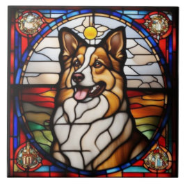 Azulejo Cerâmico Decorativo de Sheltie Fofa