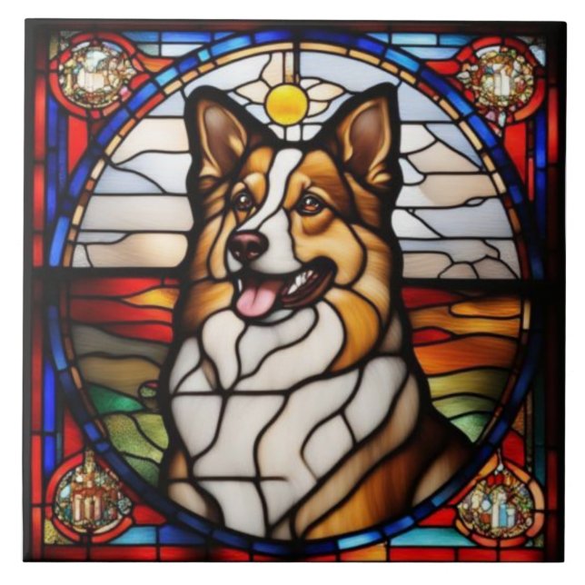 Azulejo Cerâmico Decorativo de Sheltie Fofa (Frente)