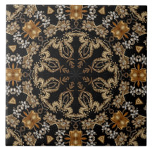Azulejo Cerâmico Decorativo Dourado