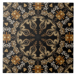 Azulejo Cerâmico Decorativo Dourado