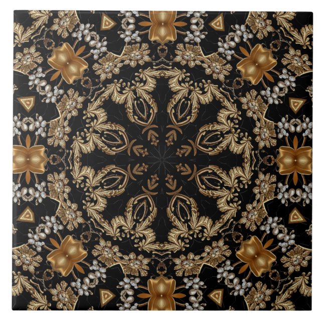 Azulejo Cerâmico Decorativo Dourado (Frente)