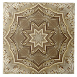 Azulejo Cerâmico Decorativo Dourado